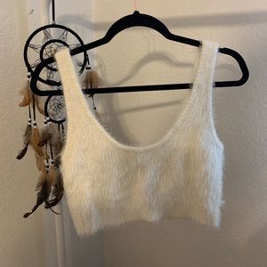 Fluffy White Crop Top